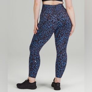 Lululemon Fast and Free 25 inch tight. Size 4. Blue and brown leopard print.